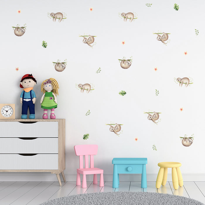 Cute Sloth Plant Wall Stickers