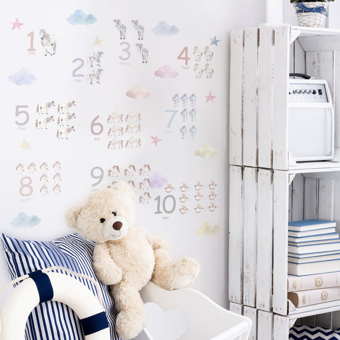 Unicorn Number Early Learning Wall Sticker