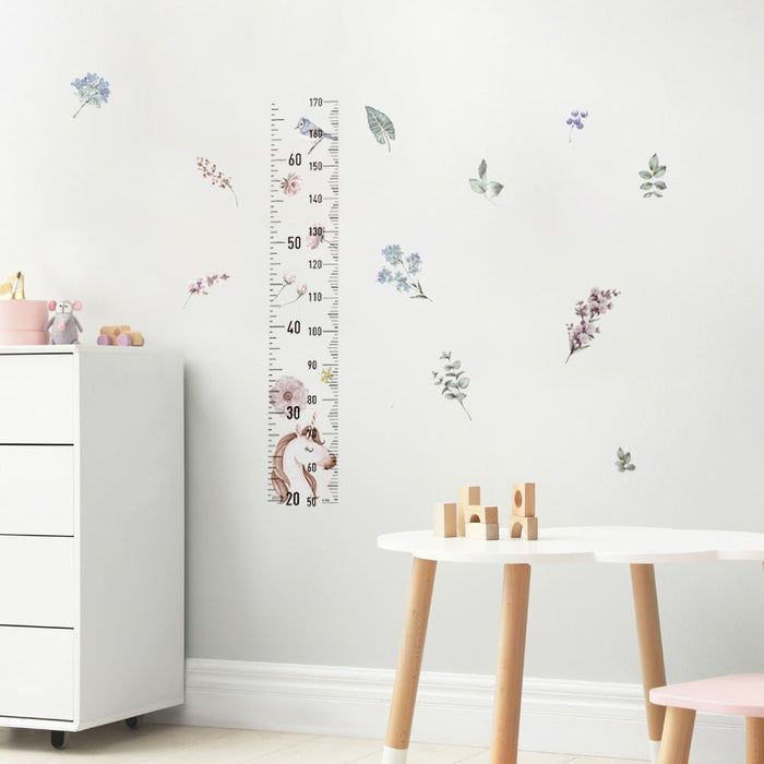 Unicorn Growth Chart With Herb Wall Stickers