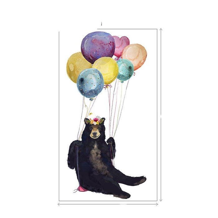 Coloful Ballons With Elephant Black Bear Wall Stickers