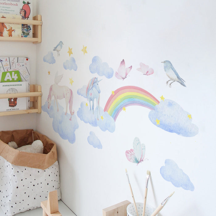 Unicorn White Clouds Wall Stickers