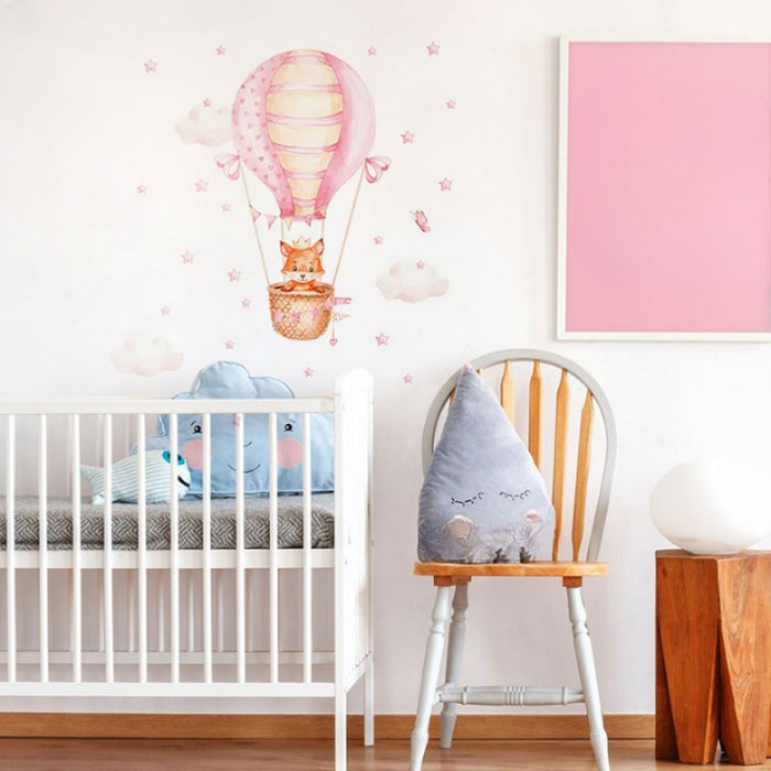 Pink Hot Air Balloon Wall Stickers