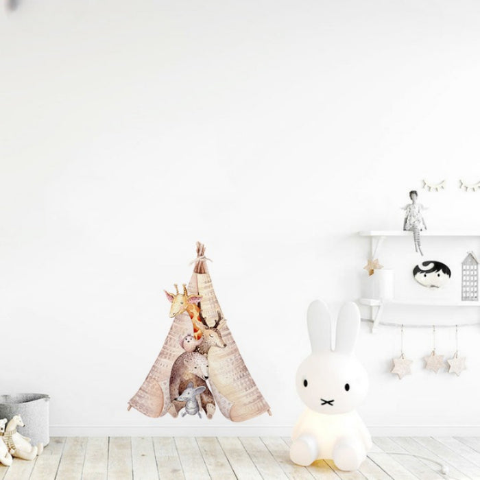 Cute Animal In The Tent Wall Stickers