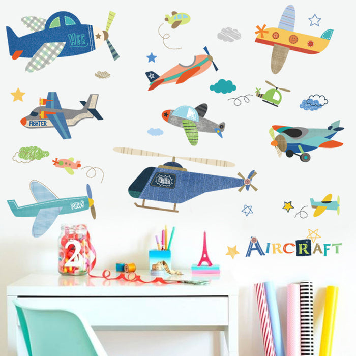 Cartoon Airplane Wall Sticker For Kid's Rooms