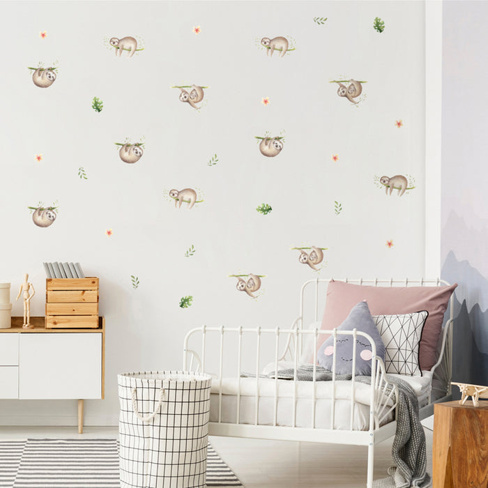 Cute Sloth Plant Wall Stickers