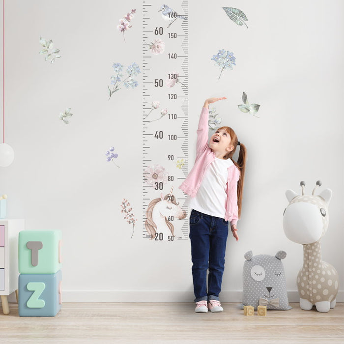 Unicorn Growth Chart With Herb Wall Stickers