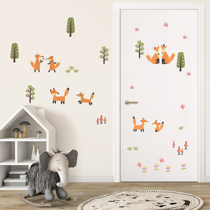 Cute Fox Trees Wall Sticker