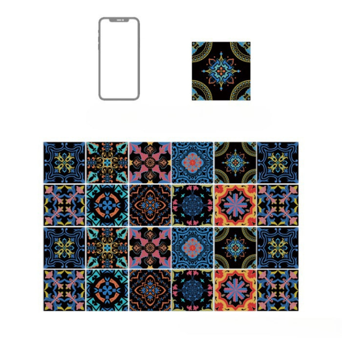 24pcs Creative Retro Tiles Floor Sticker