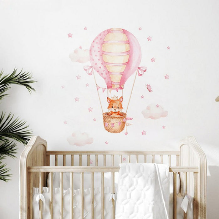 Pink Hot Air Balloon Wall Stickers