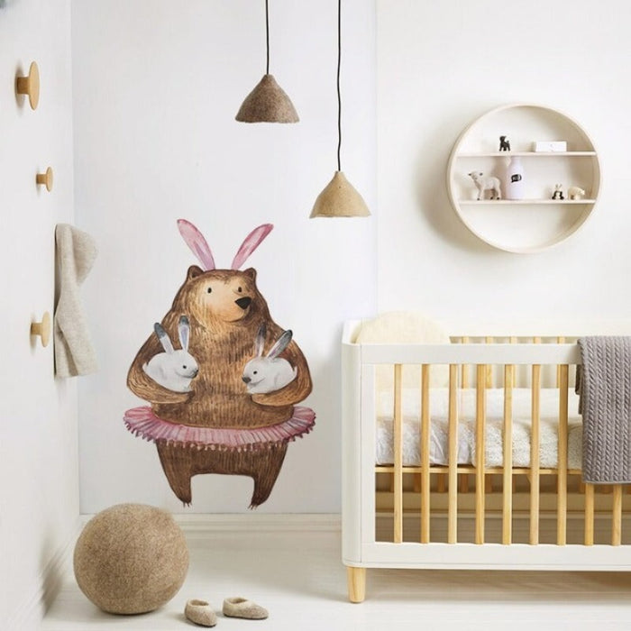 Bear Papa And His Little Rabbits Wall Stickers