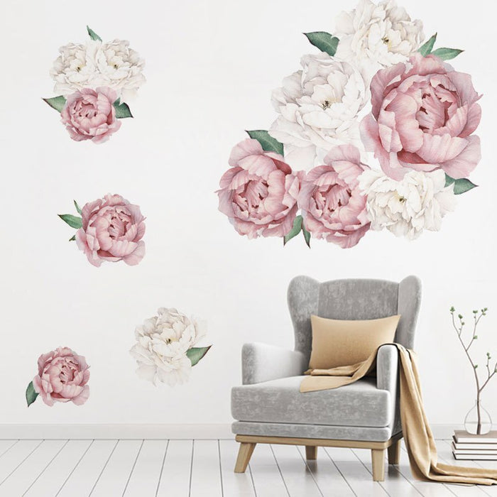 Peony Rose Flowers Print Wall Sticker
