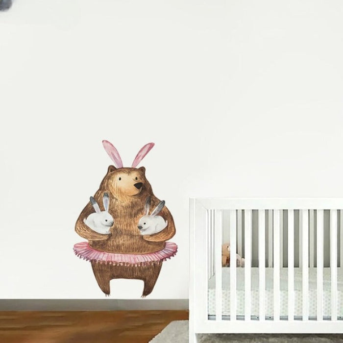 Bear Papa And His Little Rabbits Wall Stickers