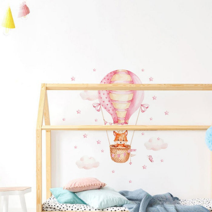 Pink Hot Air Balloon Wall Stickers