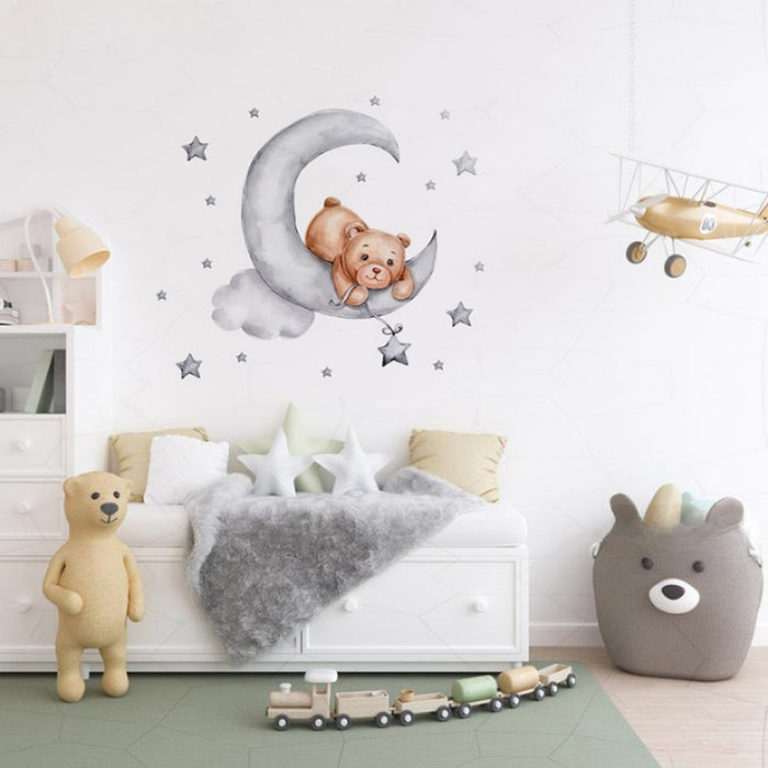 Bear And Moon Decorative Sticker