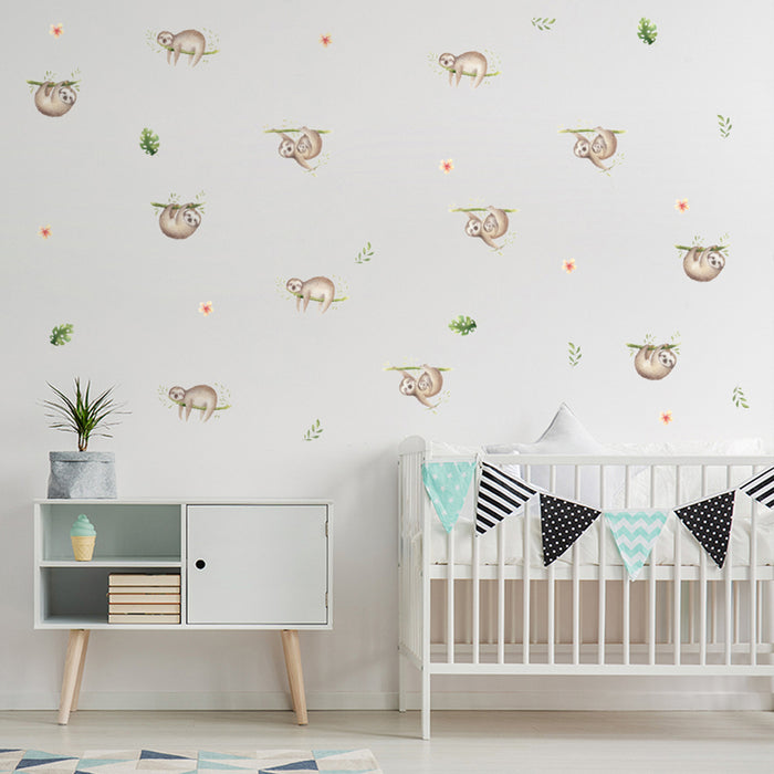 Cute Sloth Plant Wall Stickers