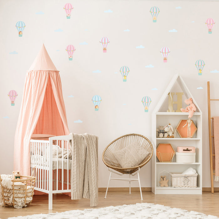 Cartoon Animal Hot Air Balloon Wall Sticker