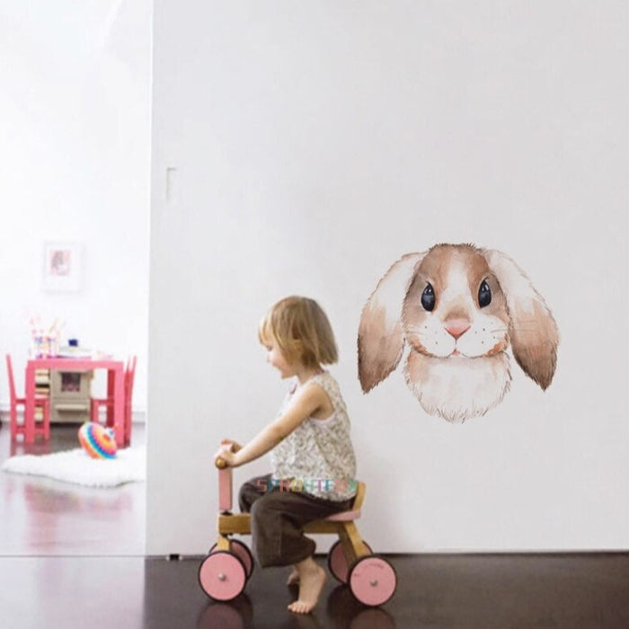 Pink Crown Rabbits Wall Stickers