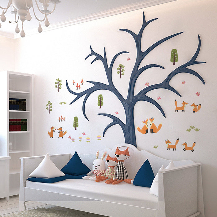 Cute Fox Trees Wall Sticker