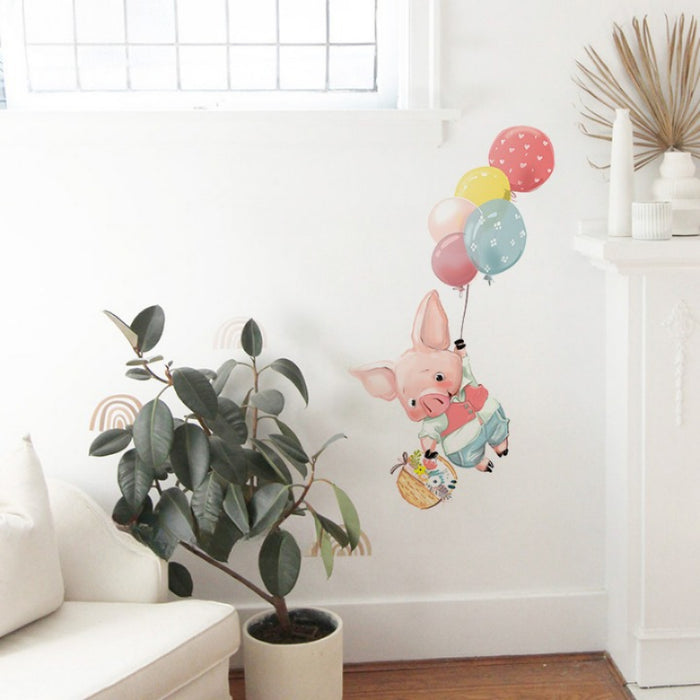 Colorful Balloon Pig Cat Wall Stickers