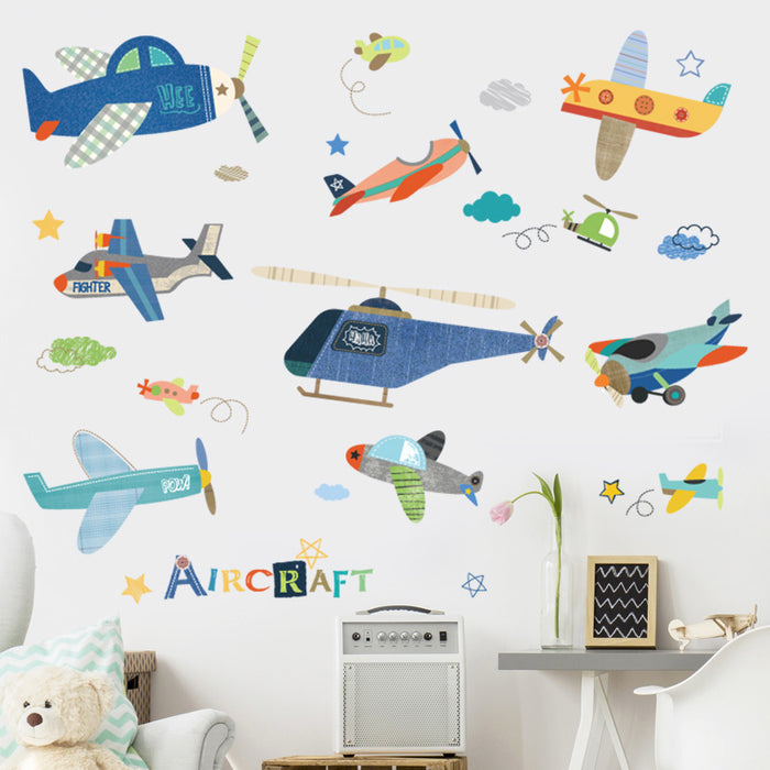 Cartoon Airplane Wall Sticker For Kid's Rooms