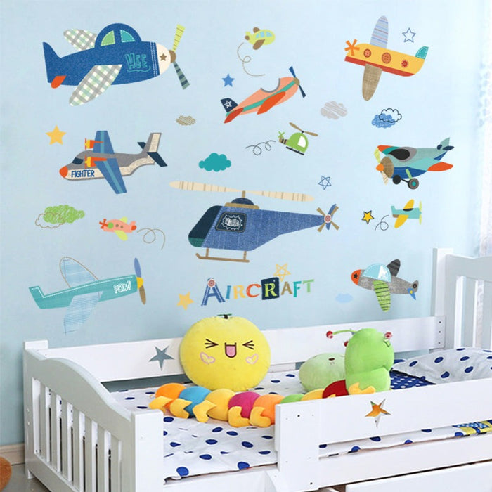 Cartoon Airplane Wall Sticker For Kid's Rooms