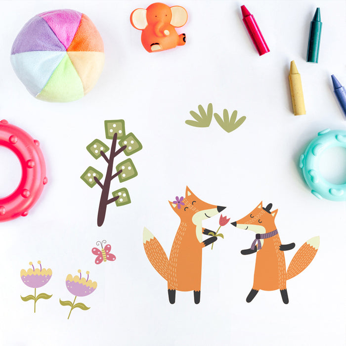 Cute Fox Trees Wall Sticker