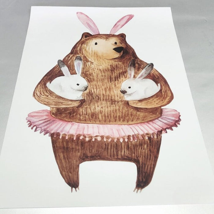 Bear Papa And His Little Rabbits Wall Stickers