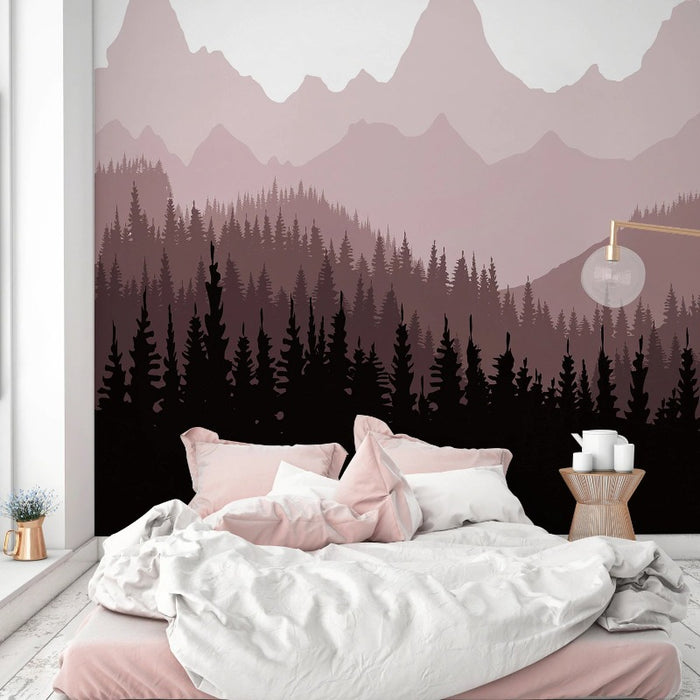 Warm Light Pink Mountain Wall Stickers