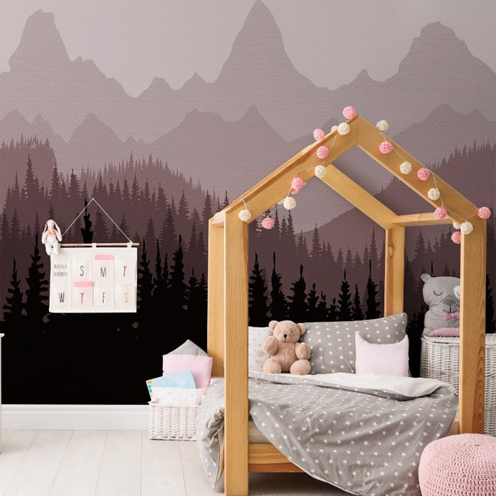 Warm Light Pink Mountain Wall Stickers