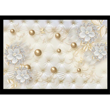 European 3D Luxury White Flower Round Jewelry Wallpaper
