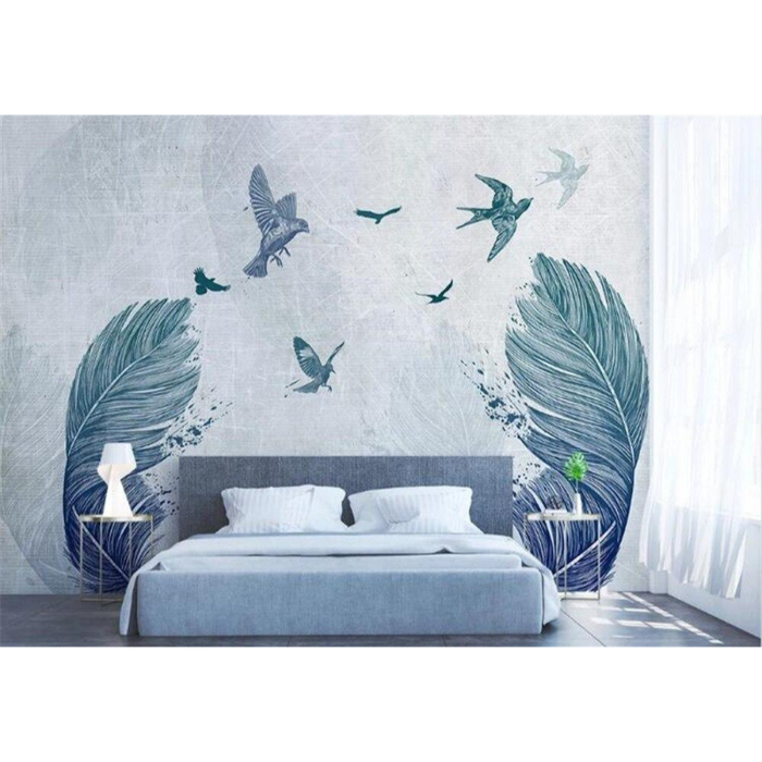 Minimalist Watercolor Feather Bird Wallpaper