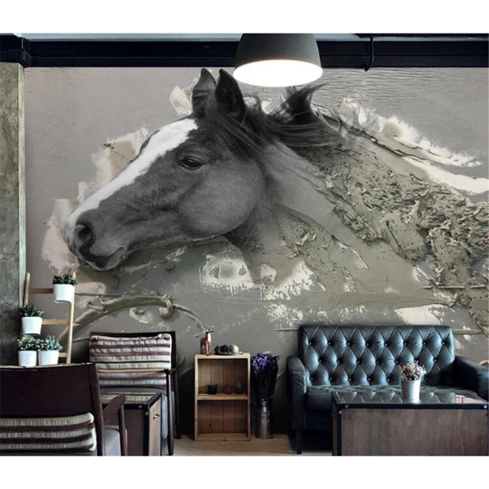 European Abstract Dark Horse Wallpaper