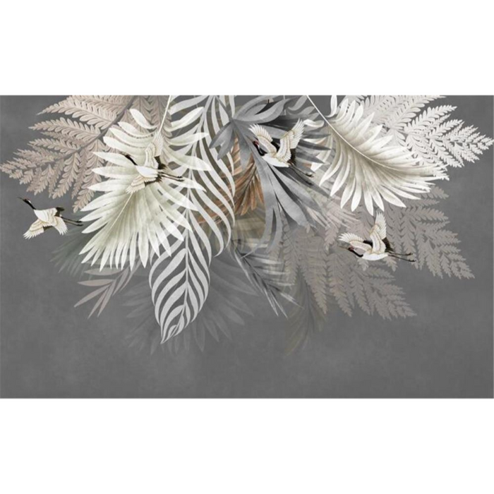 Hand-Painted Plant Leaves Arrangement Wallpaper