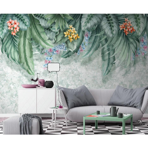 Hand-Painted Tropical Floral Arrangement Wallpaper