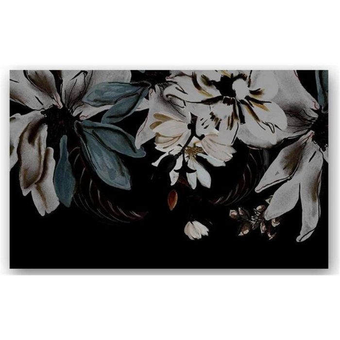 Minimalist Hand-Painted Black Flower Abstract Wallpaper