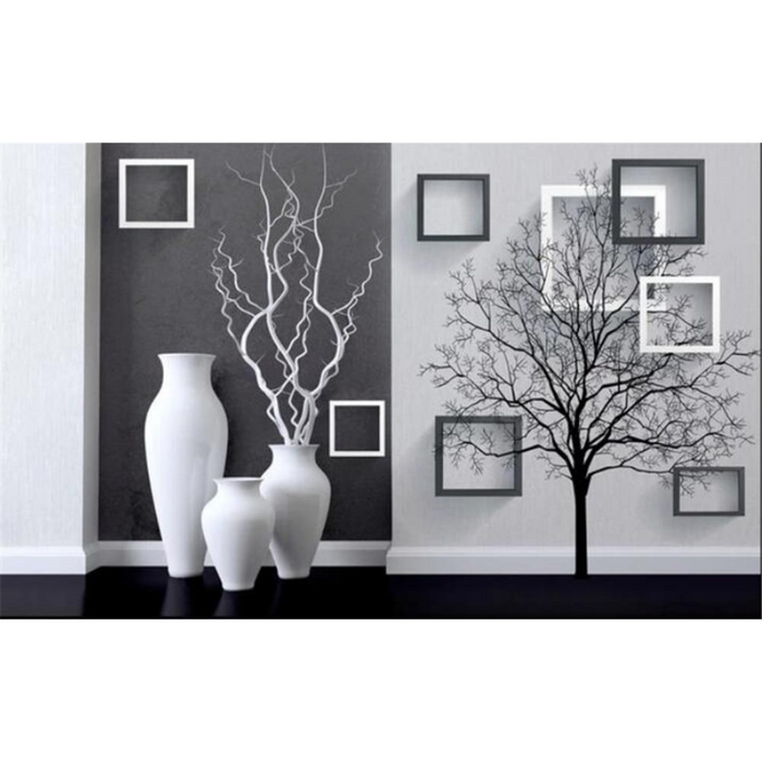 Modern Black and White Vase Wallpaper