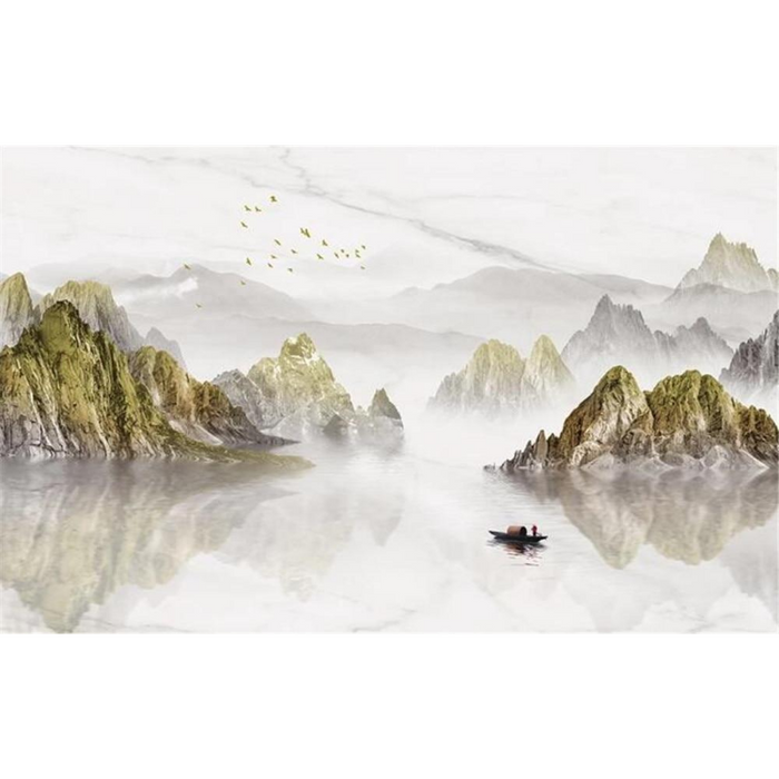Chinese Style Jazz White Gold Landscape Wallpaper
