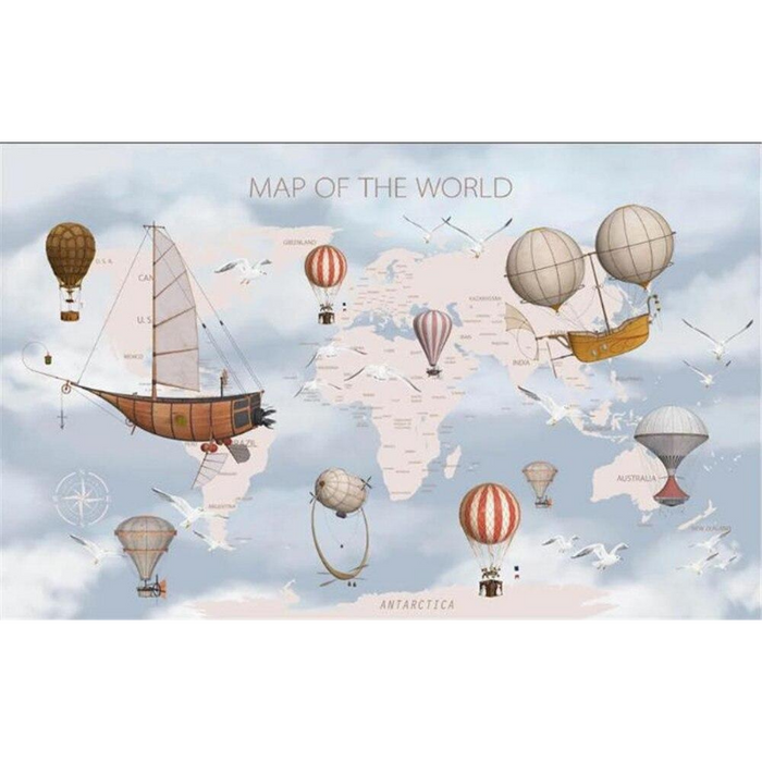 Children's Cartoon World Map Wallpaper