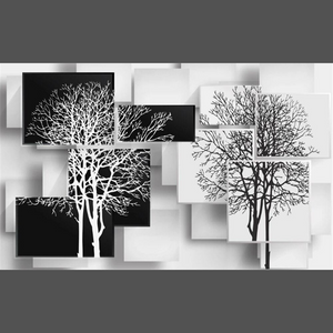 3D Tree black and white  wallpaper