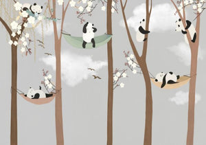 3D Cute Pandas Wallpaper