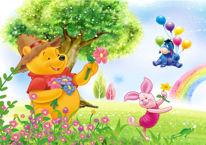 3D Winnie-The-Pooh Characters Wallpaper
