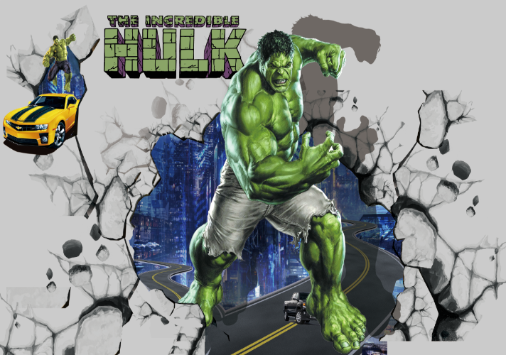 Autocollant mural 3D Hulk de Marvel