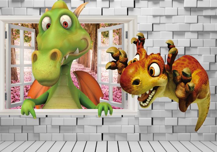 3D Adorable Dinosaurs Wallpaper