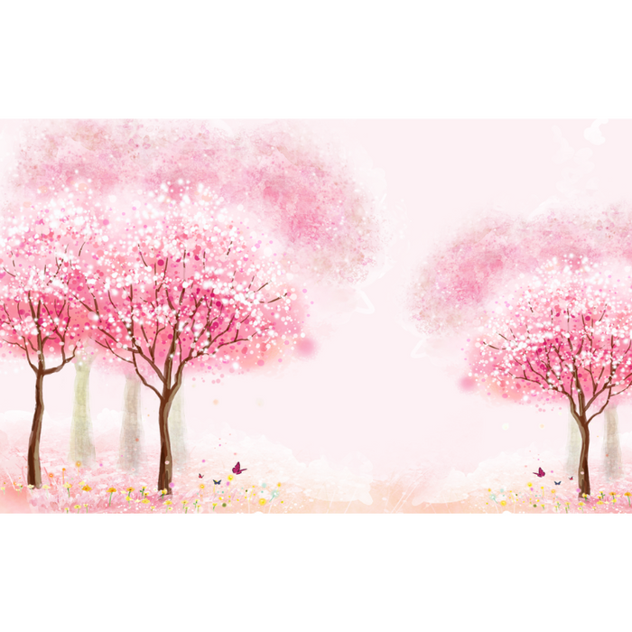 Vibrant Pink Forest Scenery Wallpaper