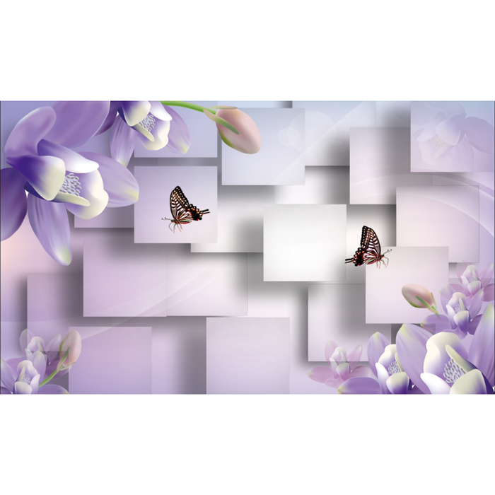 Square Abstract Purple Flower Arrangement Wallpaper