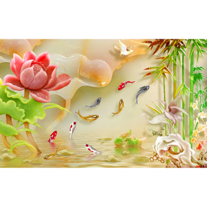 Floral Koi Pond Paradise Wallpaper