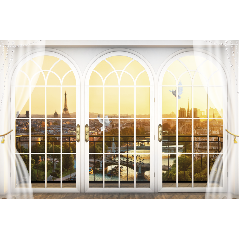 Windowsill City Horizon View Wallpaper
