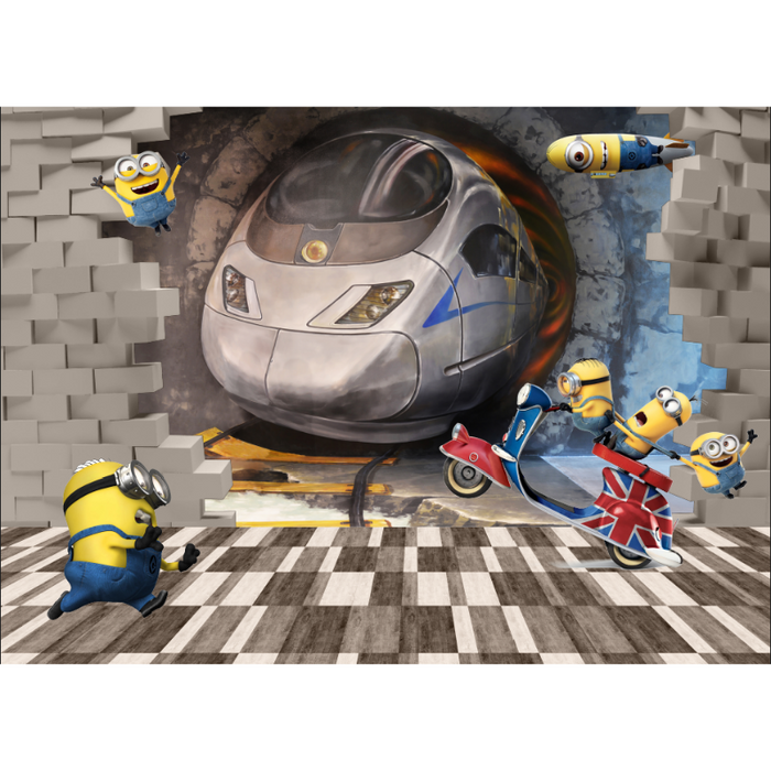 Minion Brick Wall Train Tunnel Wallpaper