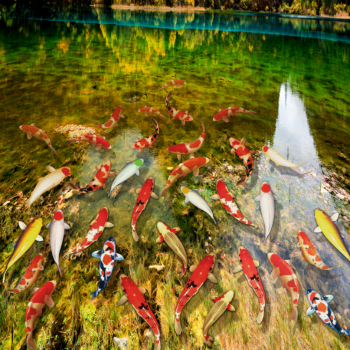 Crystal Clear Lake Koi Pond Wallpaper