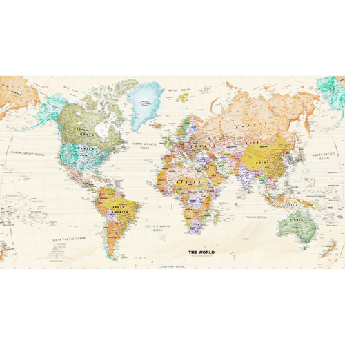 Colorful Map Of The World Peel And Stick Wallpaper